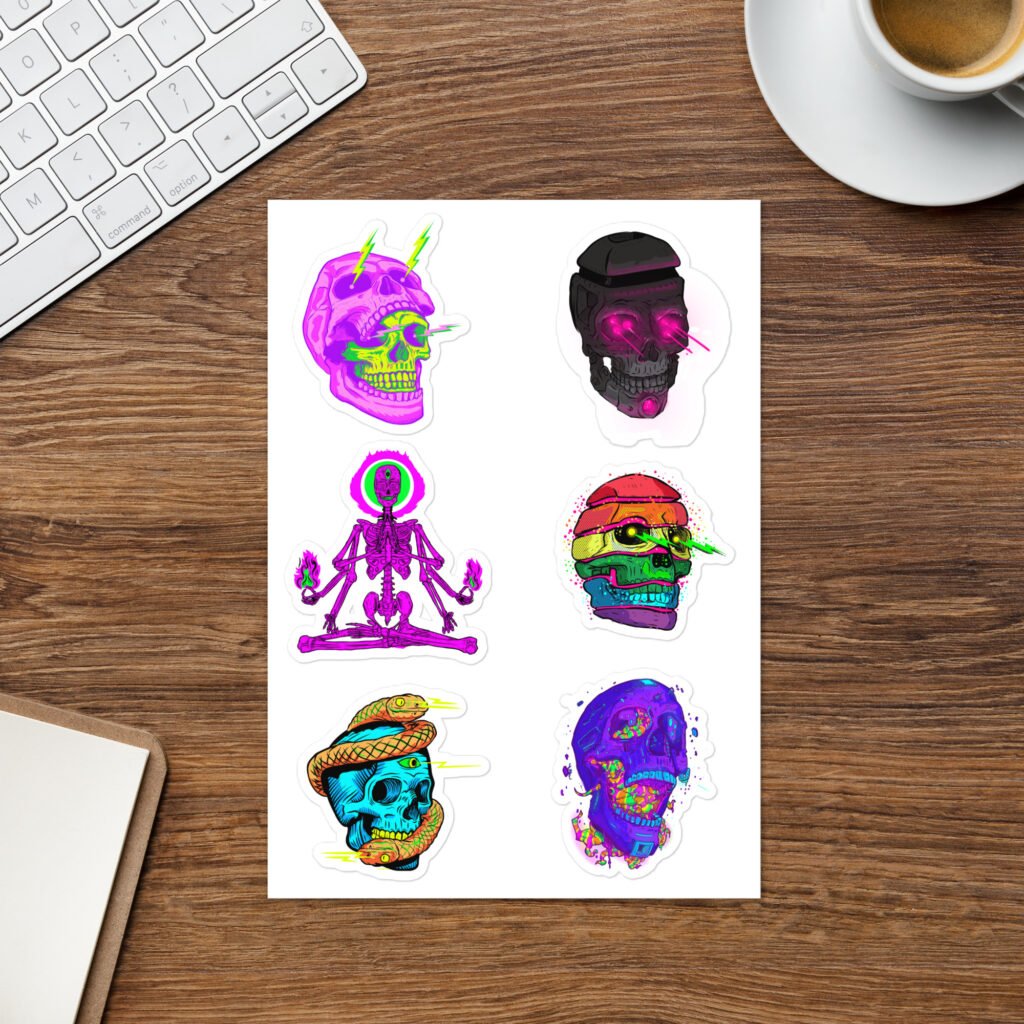 Tokebi Psychedelic Skulls Sticker Sheet