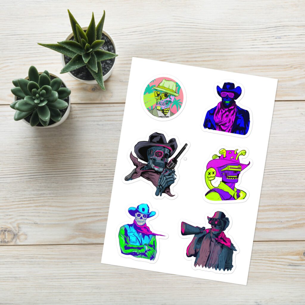 Cyberpunk Sci-fi Cowboy Skull Sticker sheet