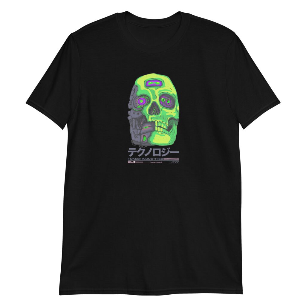 Cyberpunk Short-Sleeve Unisex Skull T-Shirt Black
