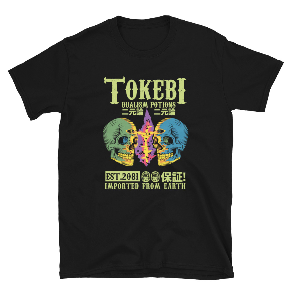 Tokebi Dualism Short-Sleeve Unisex Black Skull T-Shirt - Tokebi