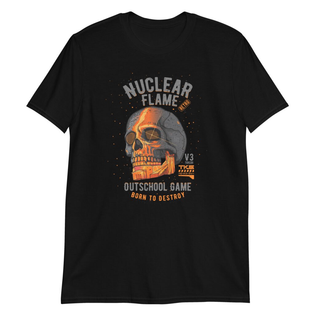 Nuclear Flame Short-Sleeve Unisex Black Skull T-Shirt