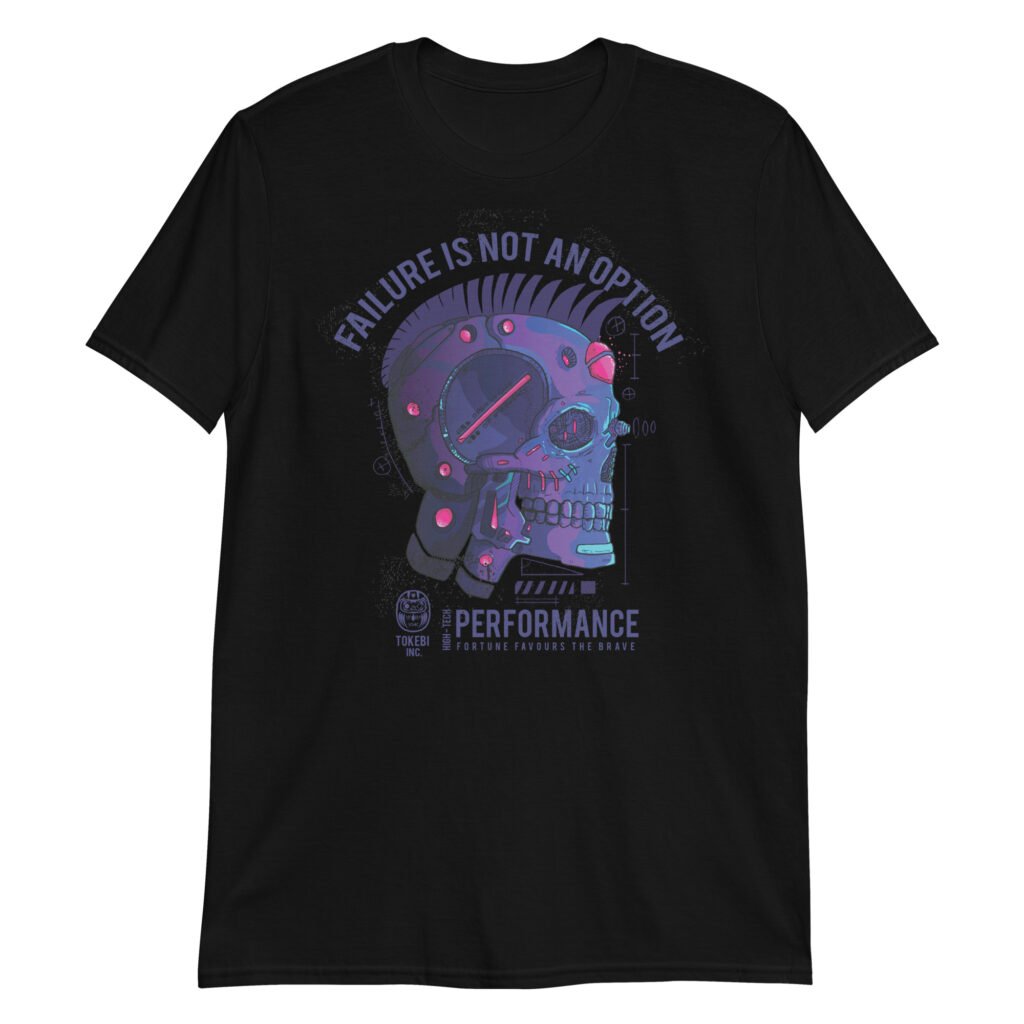 Failure Is Not An Option Short-Sleeve Unisex Cyberpunk Black Skull T-Shirt