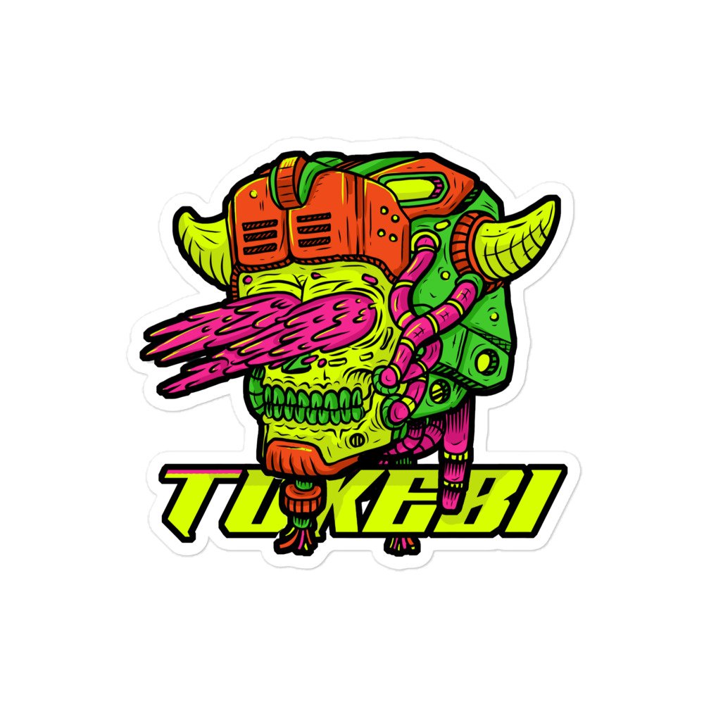 Robot Helmet Acid Skull Sticker